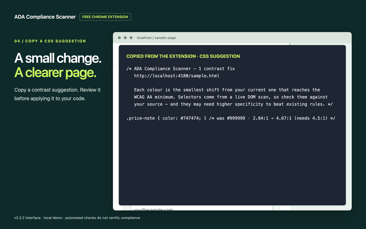 CSS copied from the extension suggesting a foreground color of #747474.
